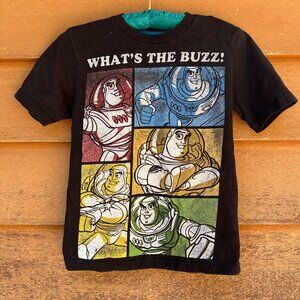 Disney Pixar Toy Story Buzz Lightyear Boys T-Shirt Size M 8 Black Short Sleeve 1